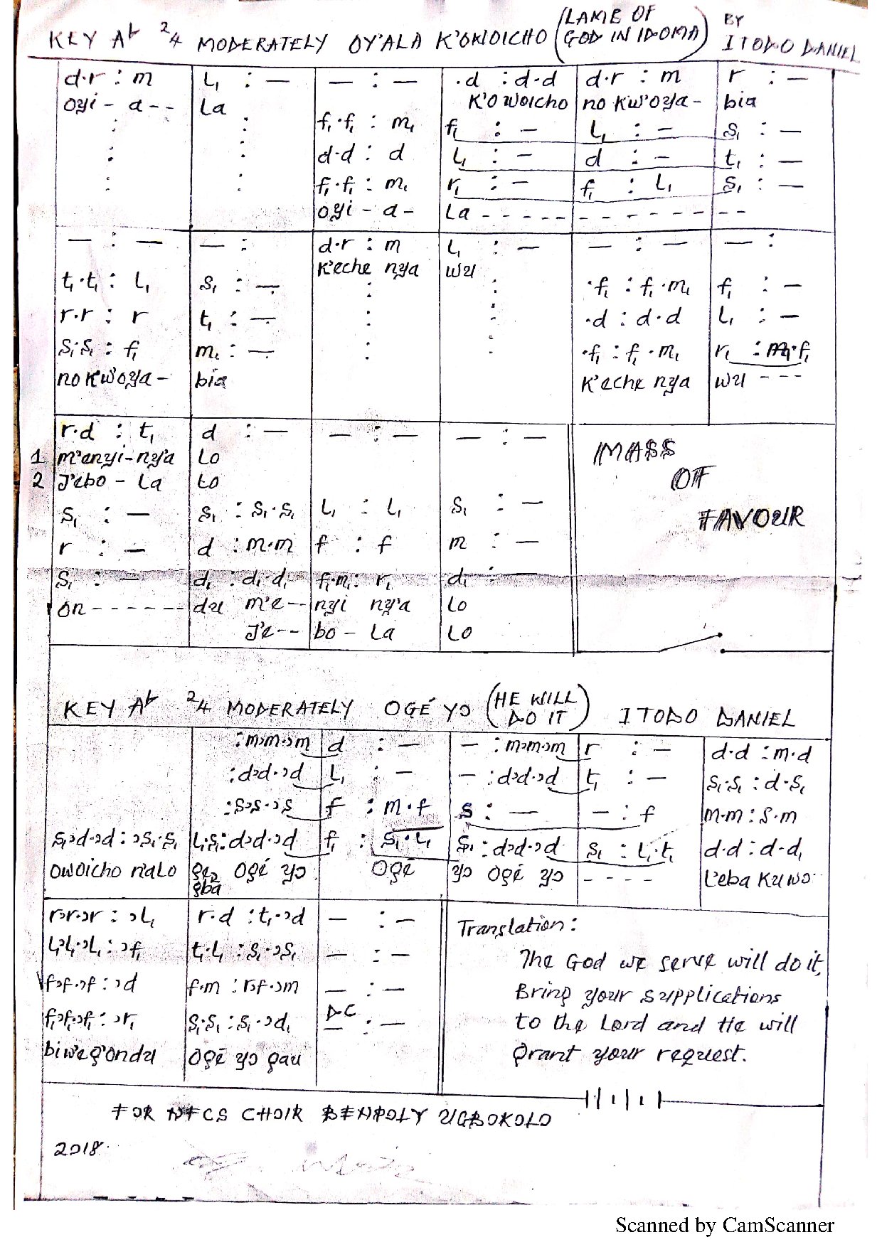 Oyi Ala K Owoicho - Download Choir Script PDF