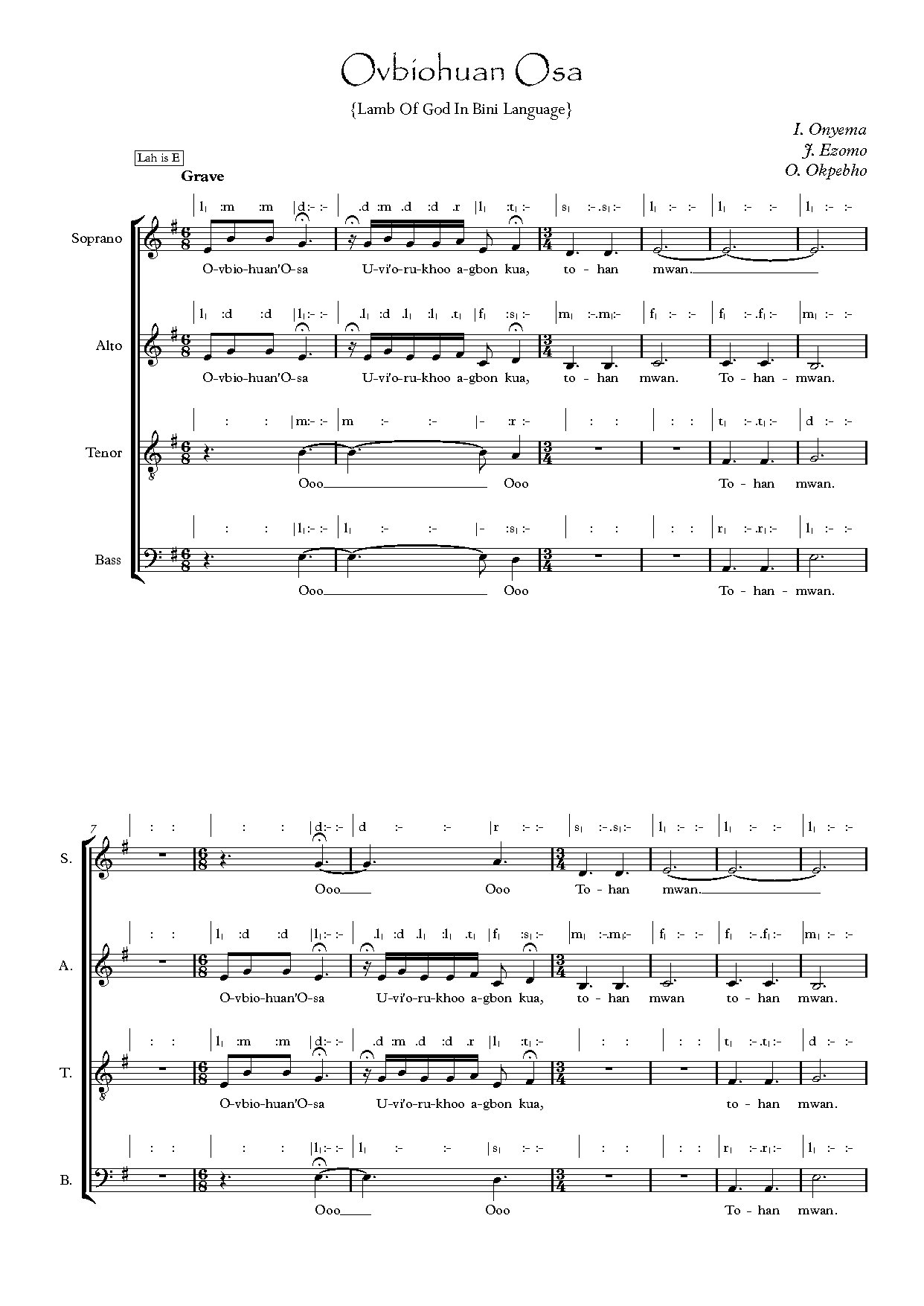 Ovbiohuan Osa - Download Choir Script PDF