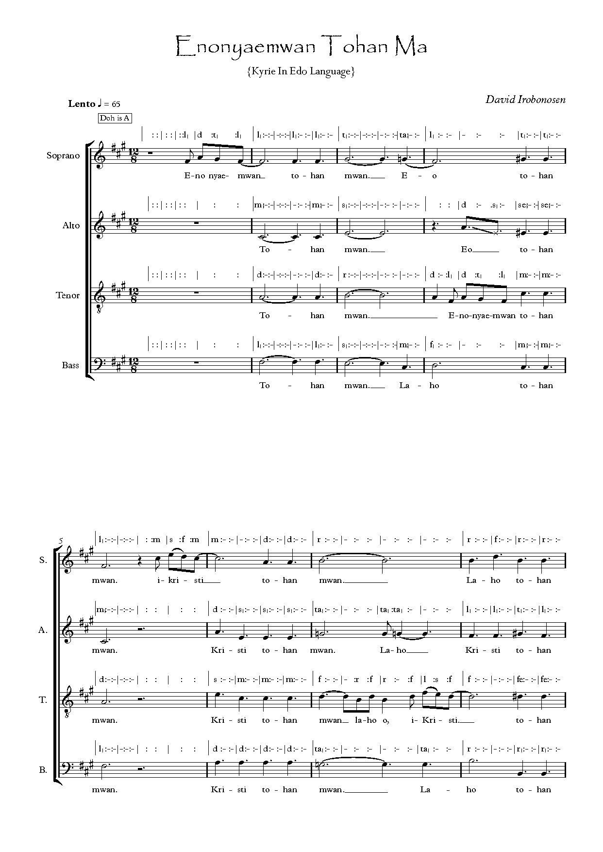 Enonyaemwan Tohan Ma - Download Choir Script PDF