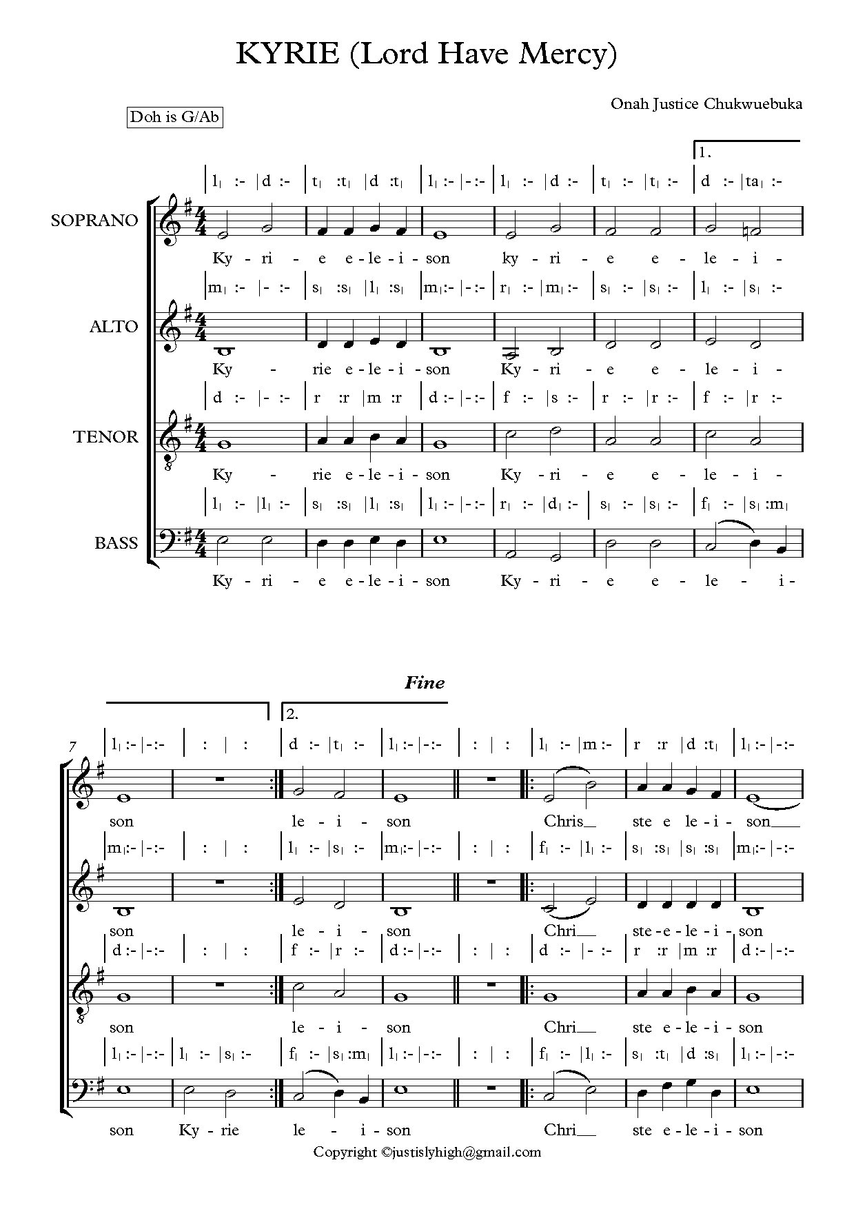 Kyrie (lord Have Mercy) - Download Choir Script PDF