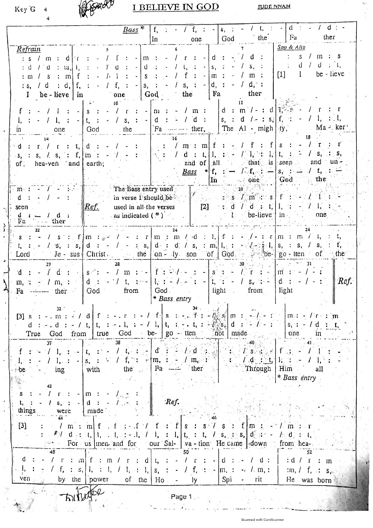 I Believe In God By Jude Nnam - Download Choir Script PDF