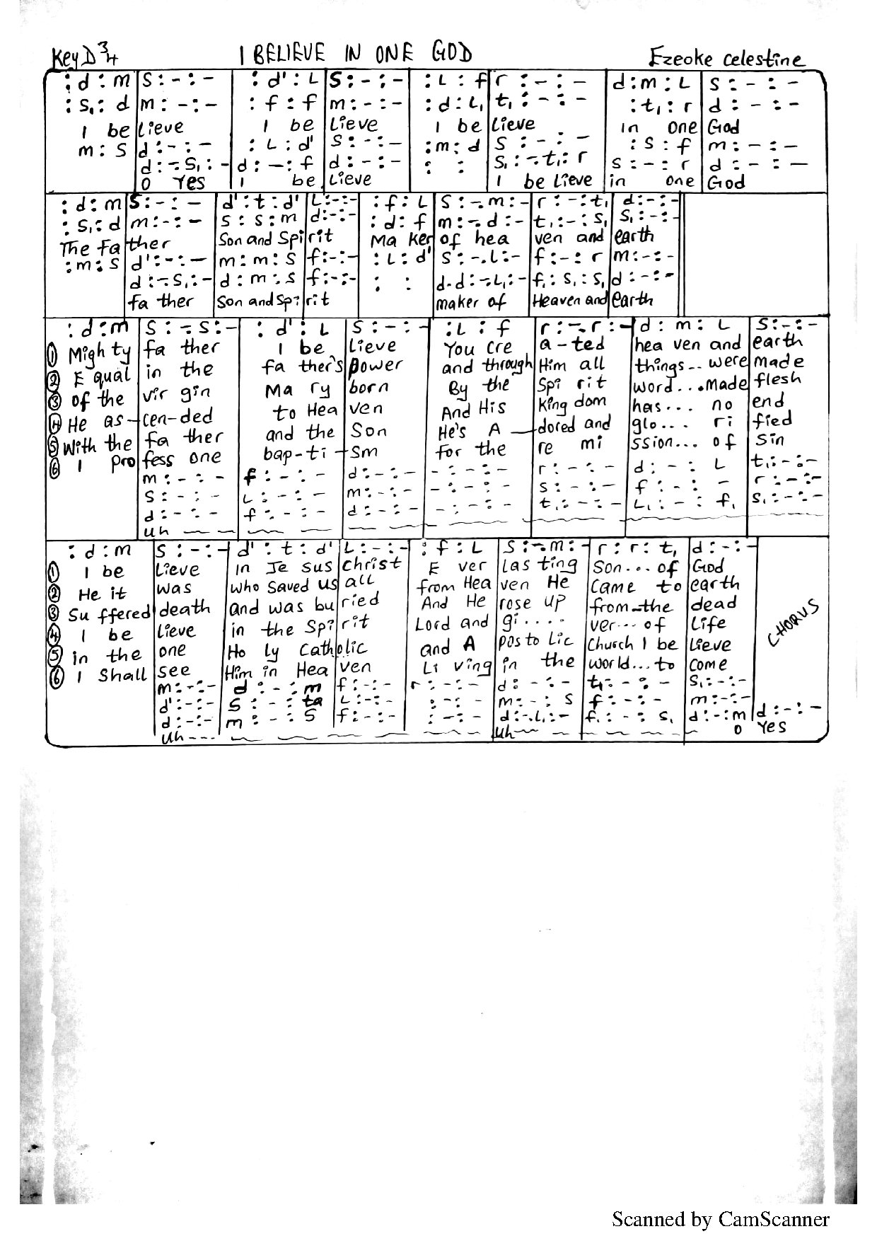 I Believe In One God Celestine Ezeoke - Download Choir Script PDF