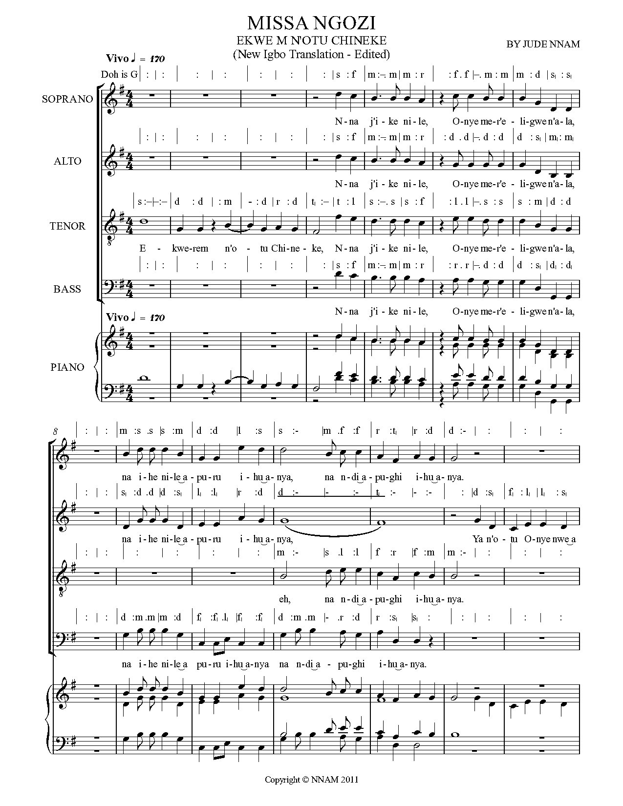 Missa Ngozi - Credo - Download Choir Script PDF