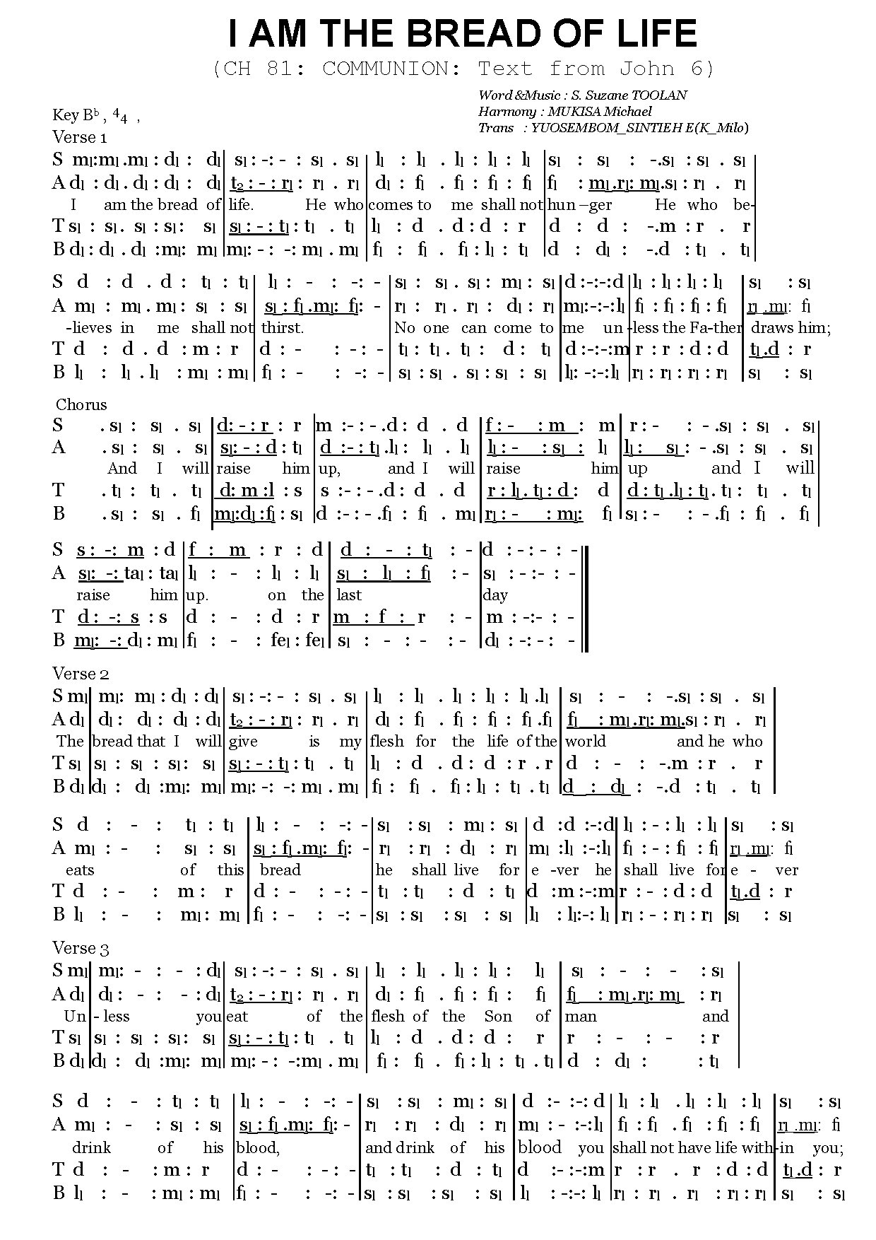I Am The Bread Of Life 12 - Download Choir Script PDF