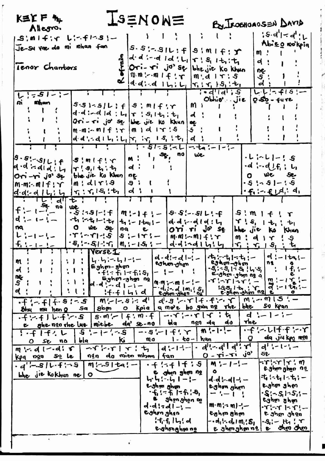 Ise Nowe - Download Choir Script PDF