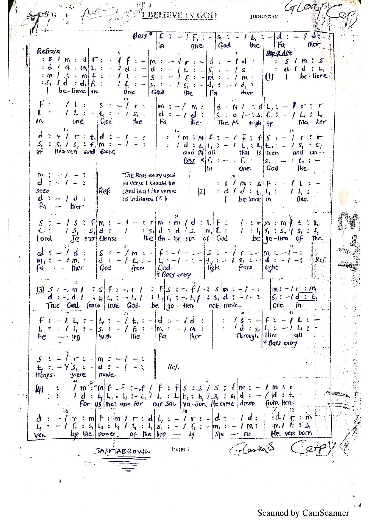 I Believe In God - Download Choir Script PDF