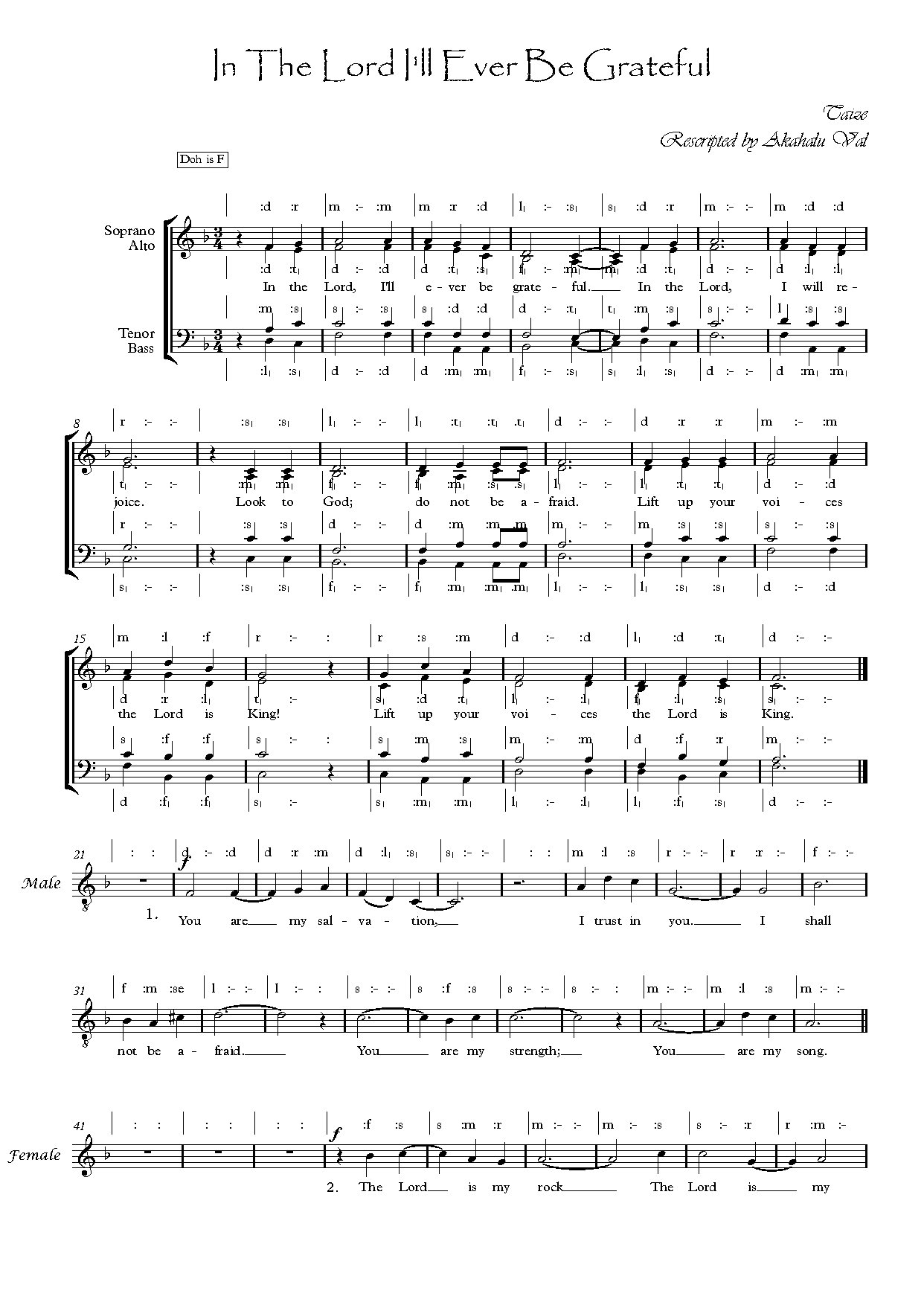 In The Lord I Ll Ever Be Grateful - Download Choir Script PDF