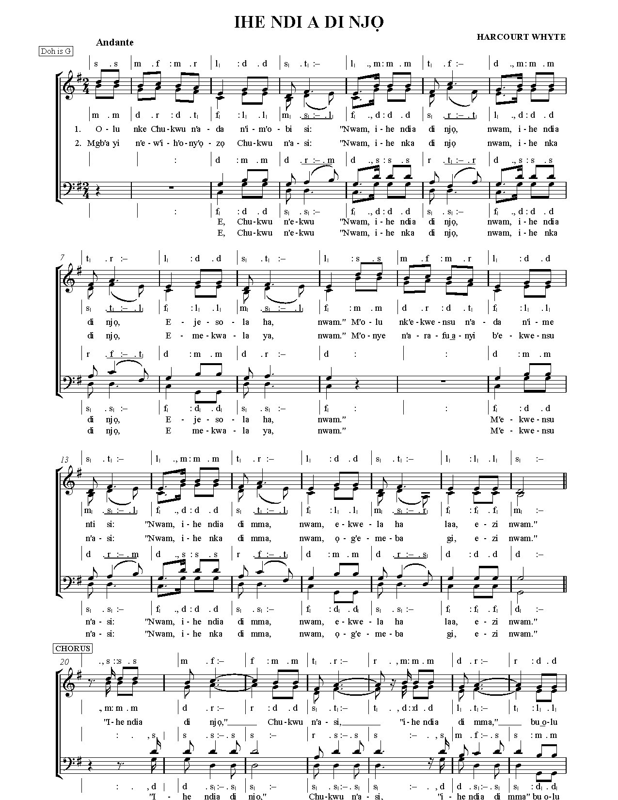 Ihe Ndi A Di Njo - Harcourt W - Download Choir Script PDF