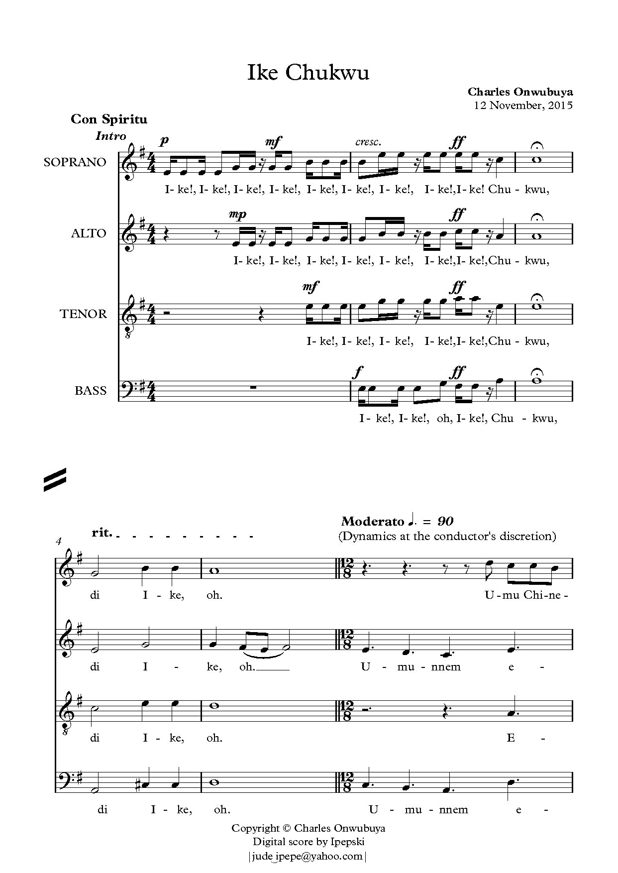 Ike Chukwu Score - Download Choir Script PDF