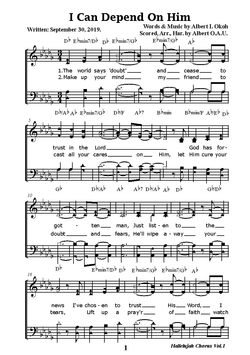 I Can Depend On Him - Download Choir Script PDF
