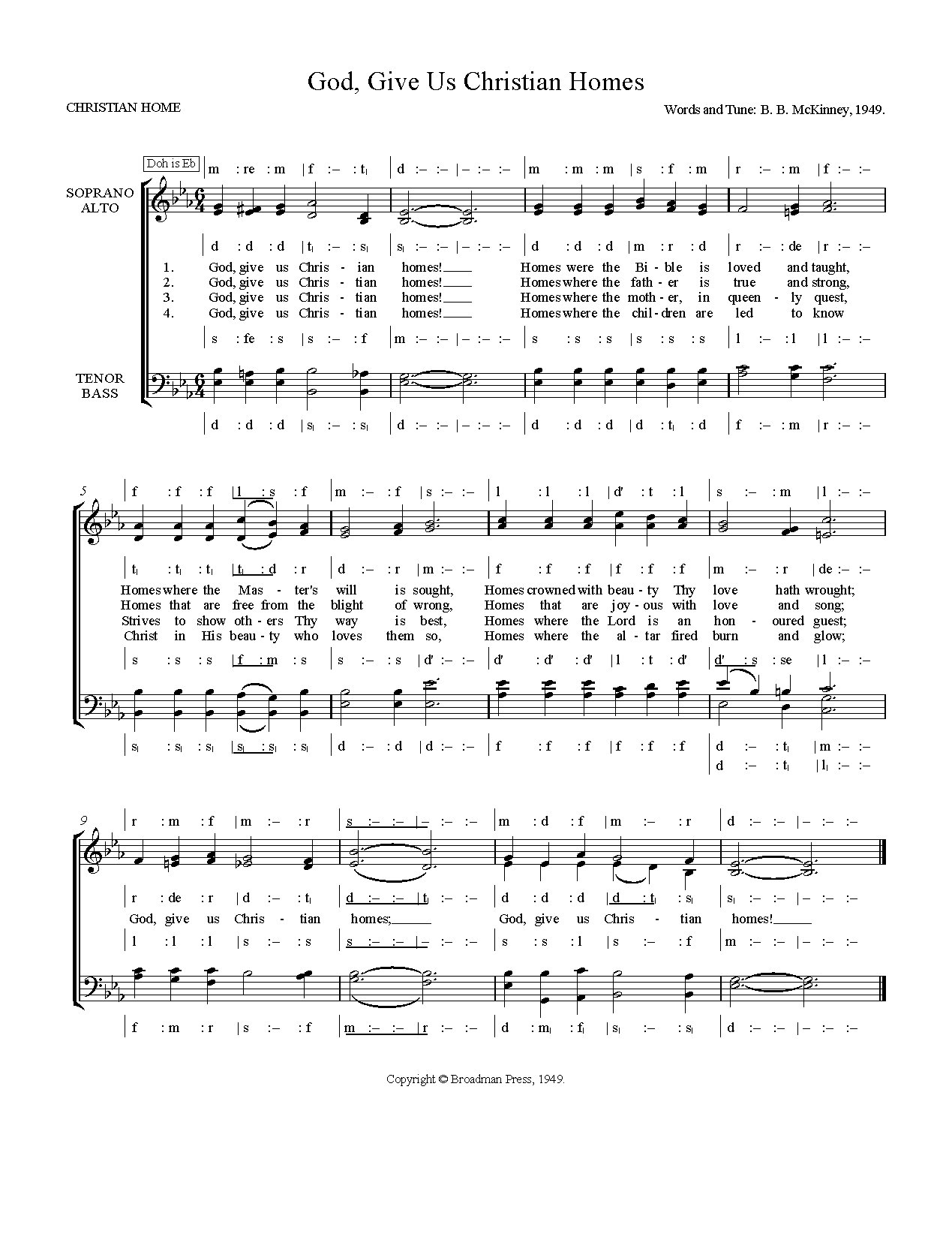 God Give Us Christian Homes - Download Choir Script PDF