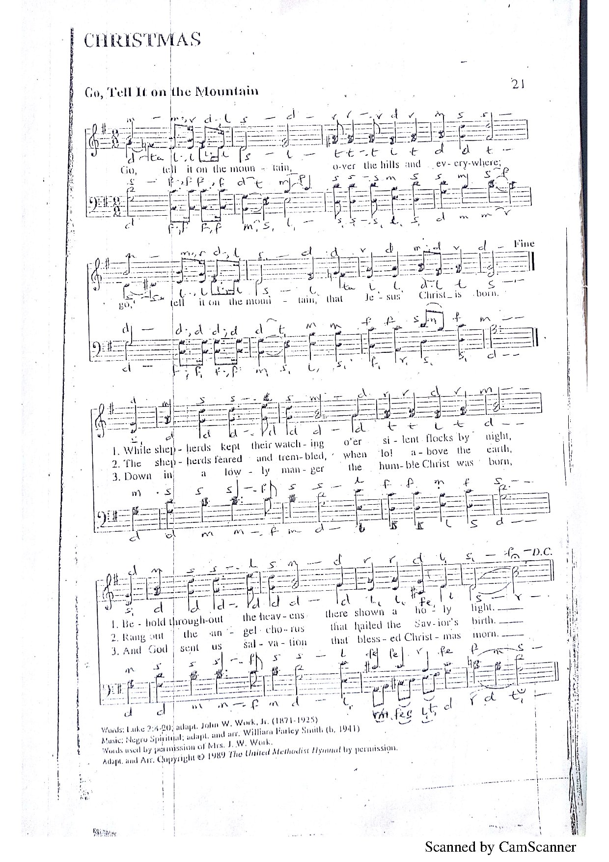 Go, Tell It On The Mountain. - Download Choir Script PDF