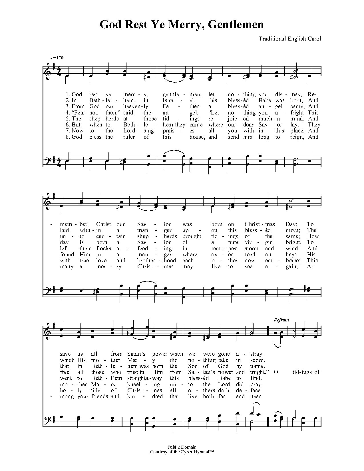 God Rest Ye Merry, Gentlemen - Score - Download Choir Script PDF