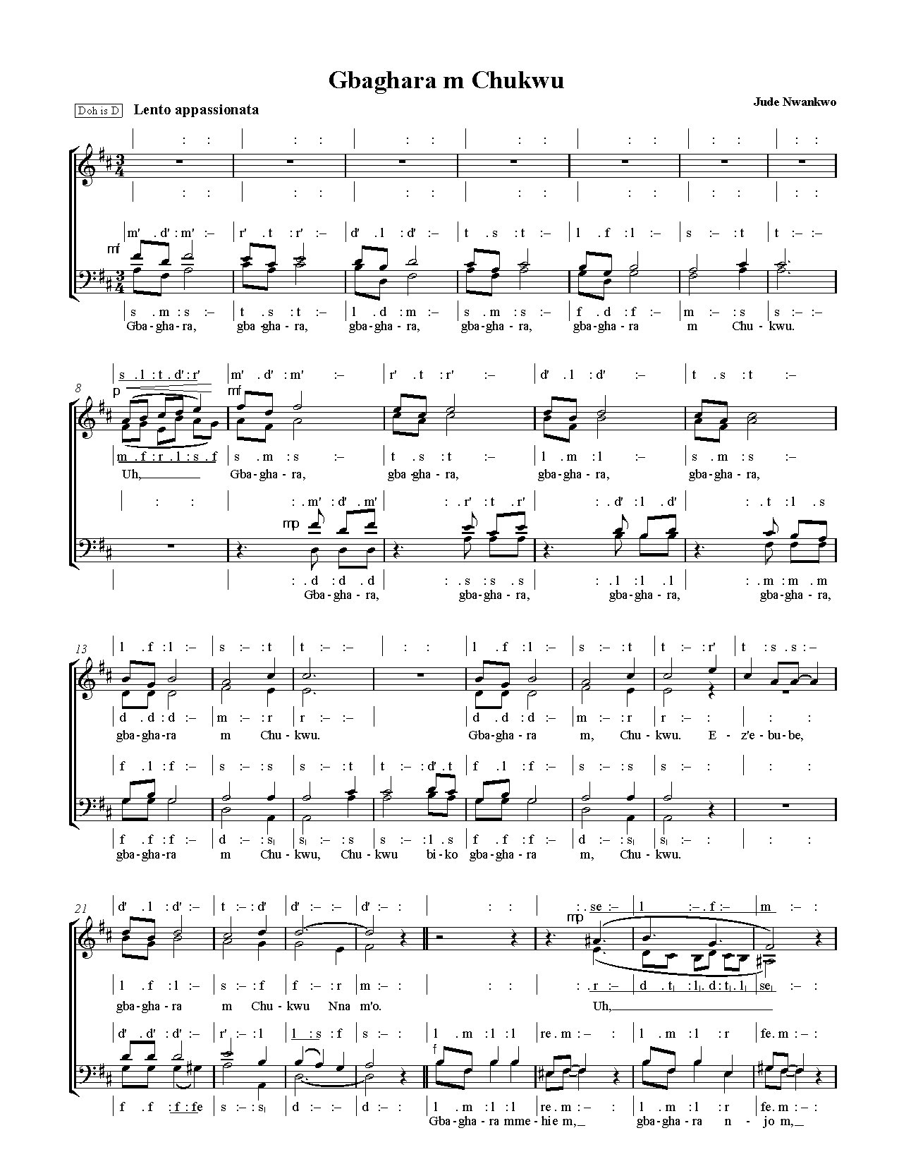 Gbaghara Chukwu Jude Nwankwo - Download Choir Script PDF