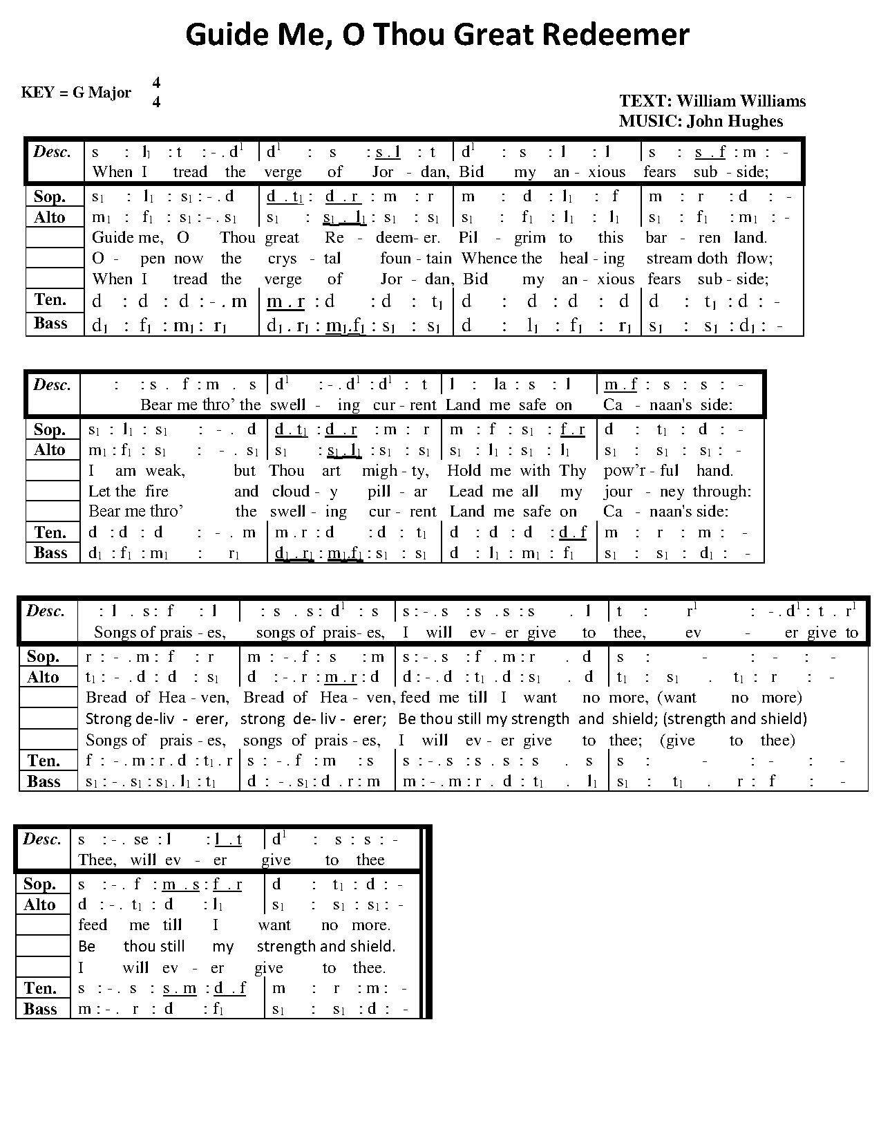 Guide Me, O Thou Great Redeemer With Descant - Download Choir Script PDF