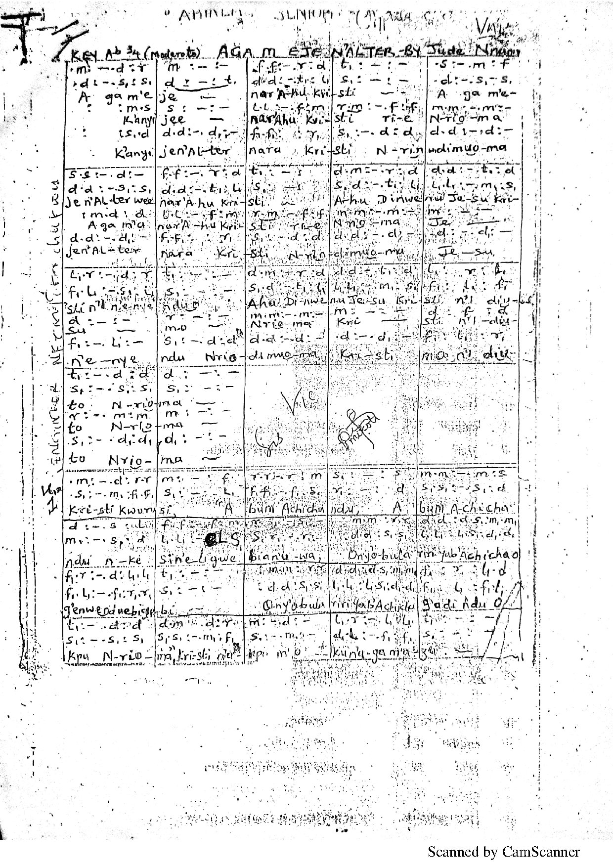 Agam Eje N Altar - Download Choir Script PDF