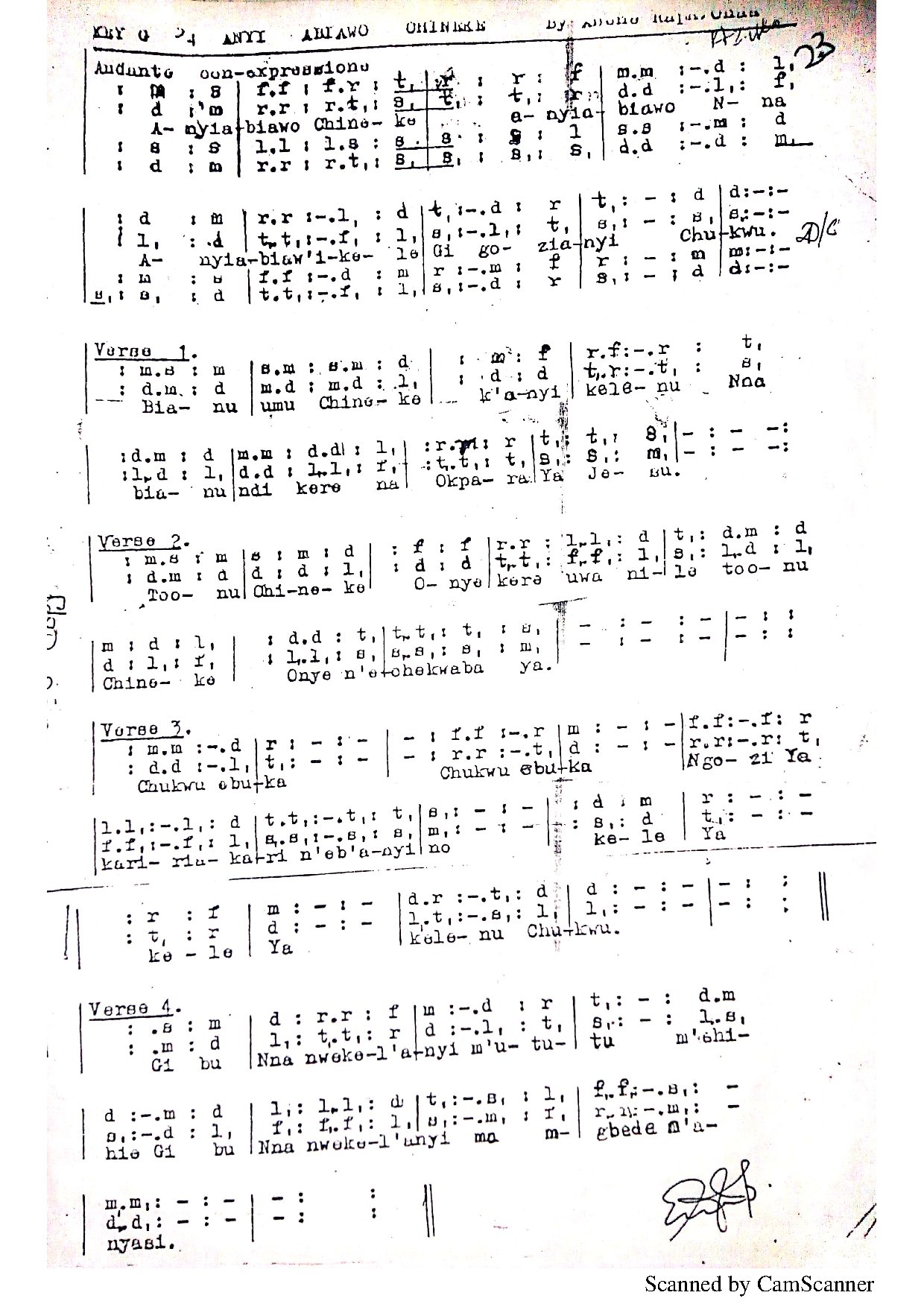 Anyị Abịawo Chineke - Download Choir Script PDF