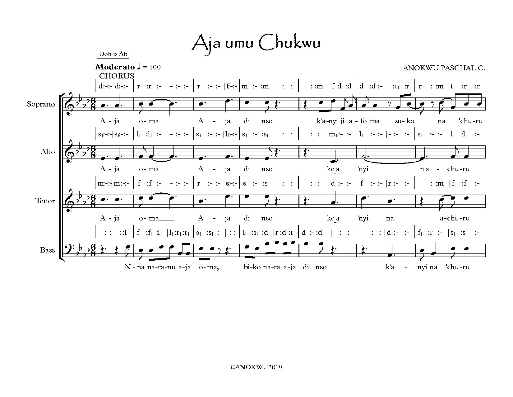 Aja Umu Chukwu - Full Score - Download Choir Script PDF