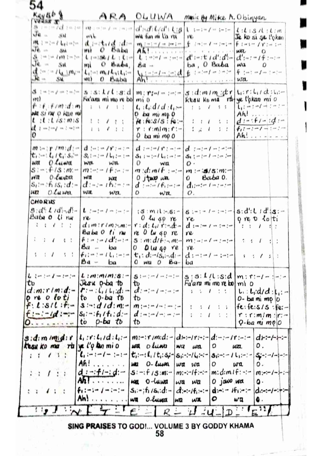 Ara Oluwa - Download Choir Script PDF