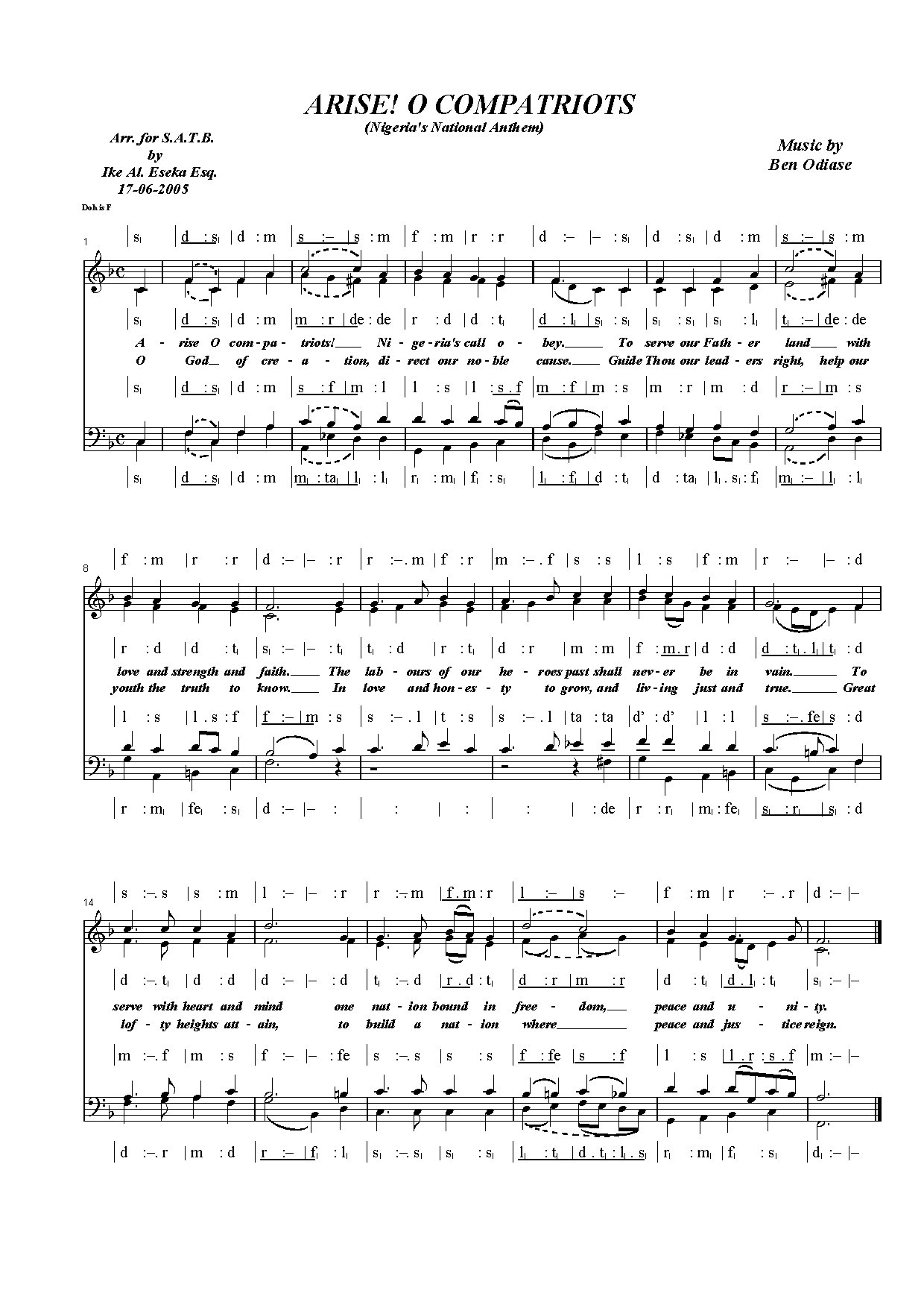 National Anthem Of Nigeria