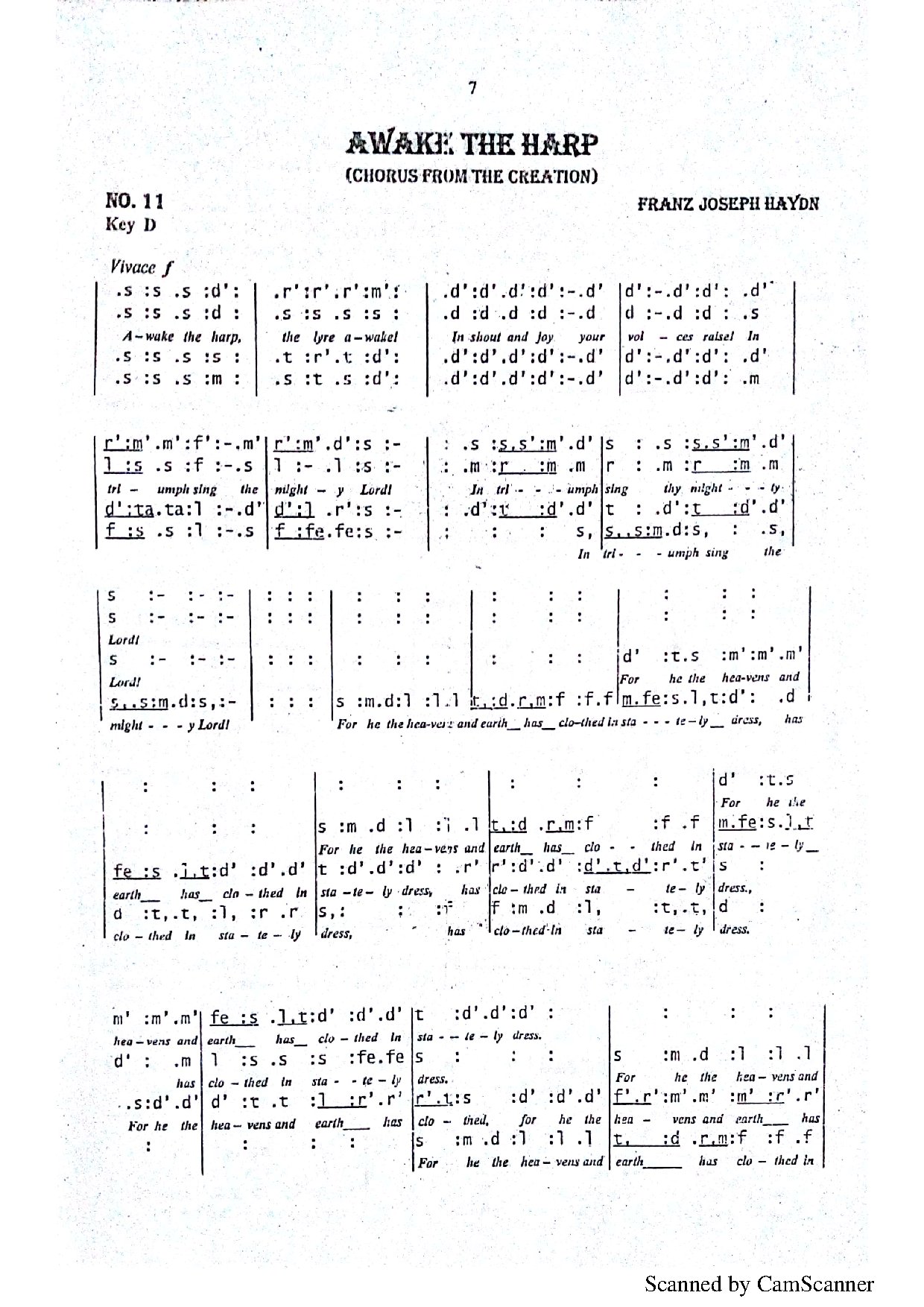 Awake The Harp- Franz Joseph Hydn - Download Choir Script PDF