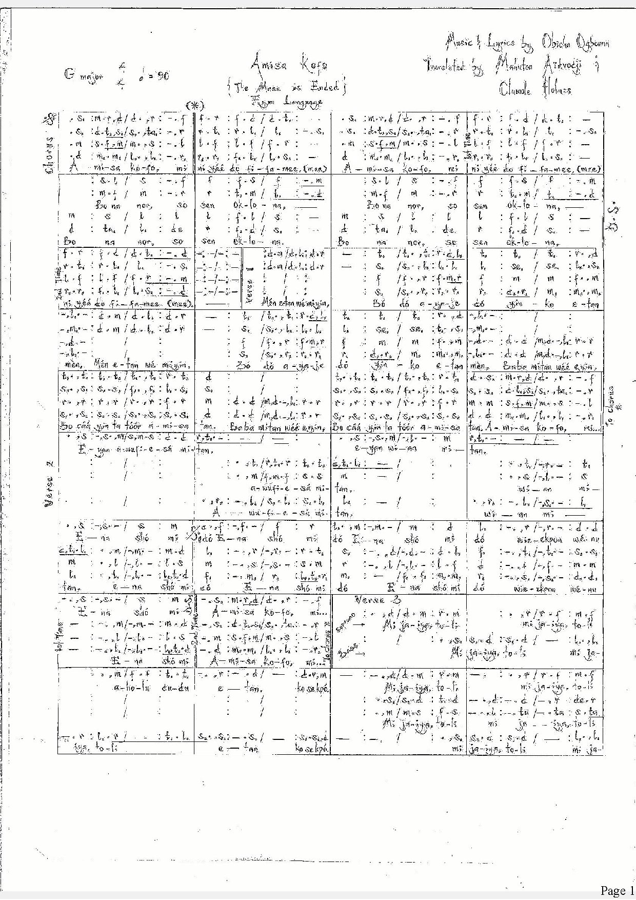Amisa Kofo - Download Choir Script PDF