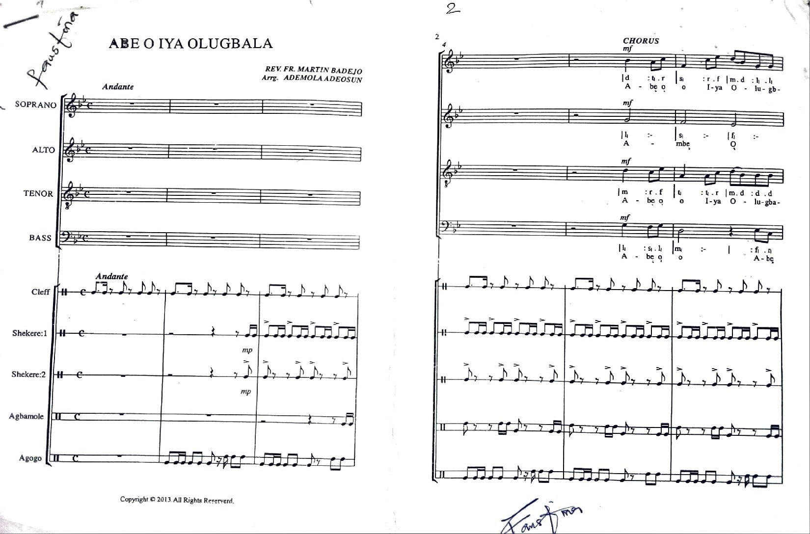 Abe O Iya Olugbala - Download Choir Script PDF
