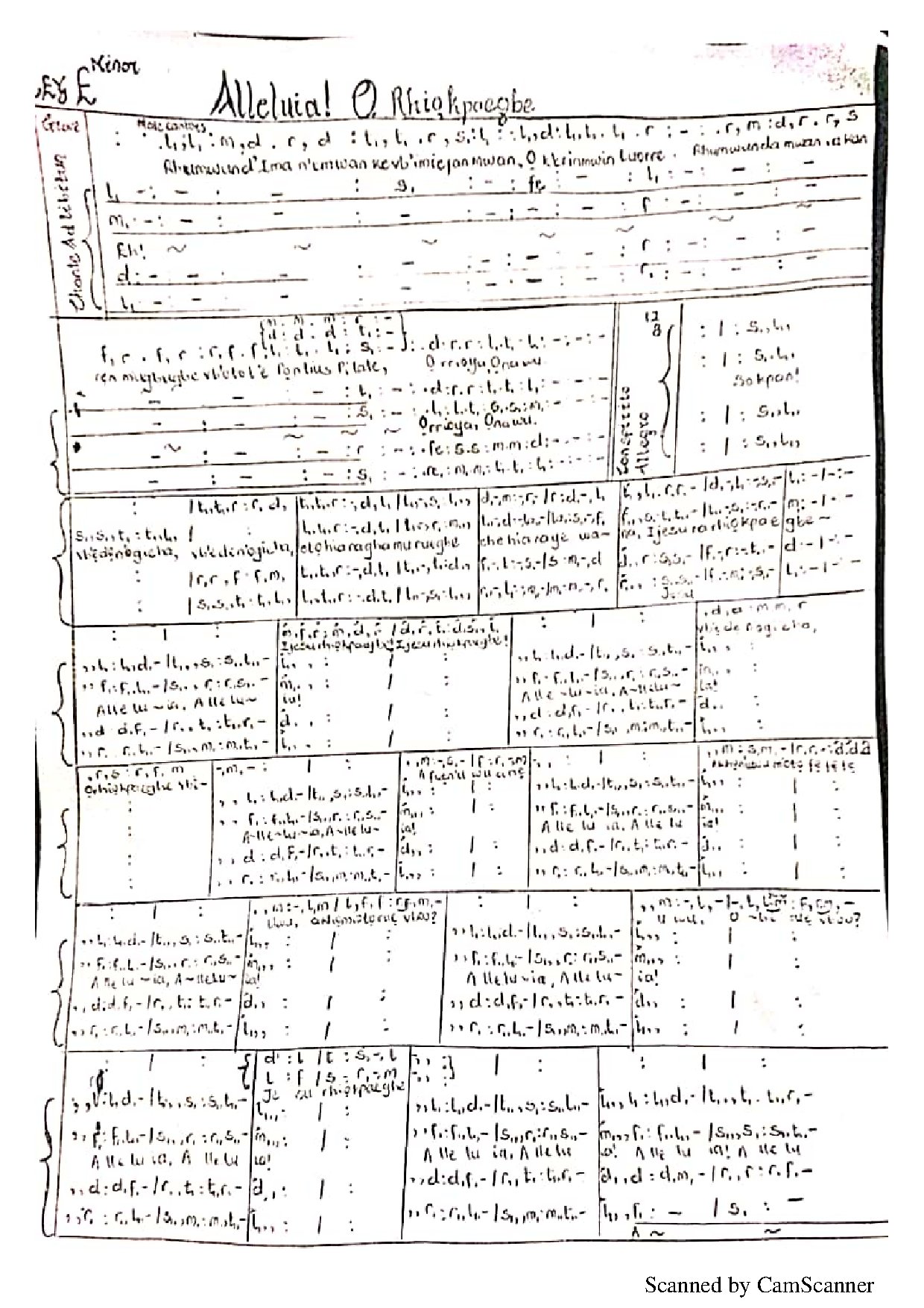 Alleluia O Rhiokpaegbe - Download Choir Script PDF