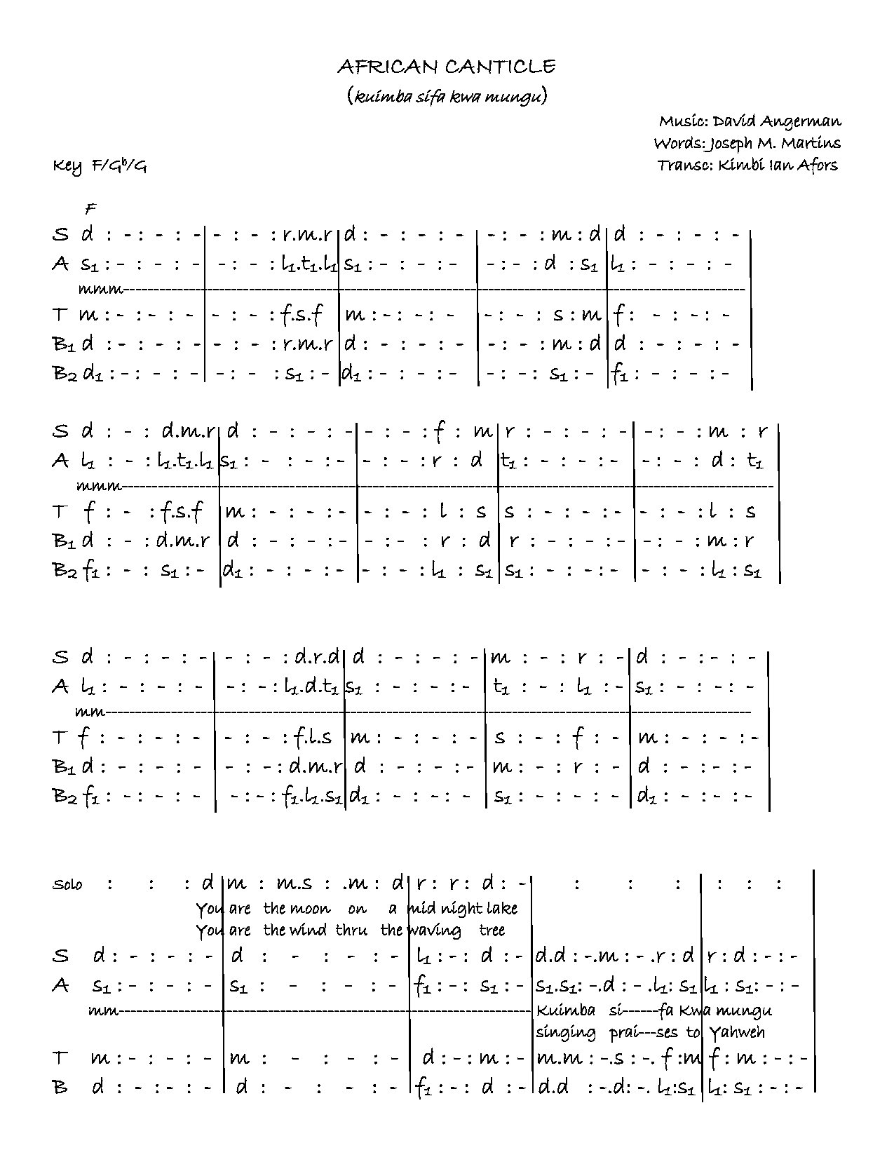 African Canticle - Download Choir Script PDF