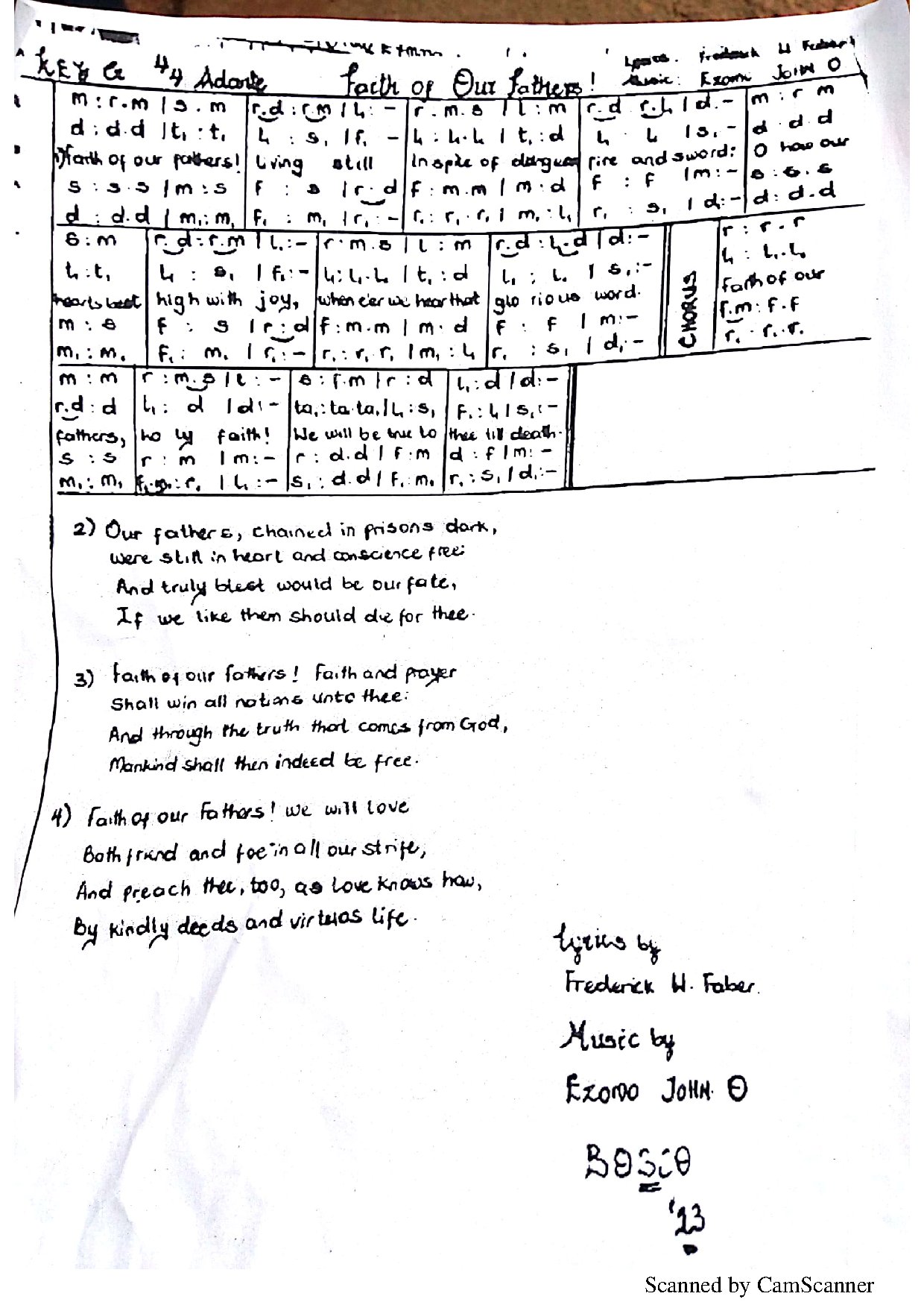 Faith Of Our Fathers-john Ezomo - Download Choir Script PDF