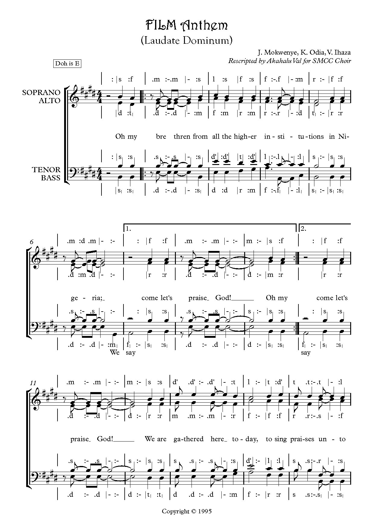 Film Anthem - Download Choir Script PDF