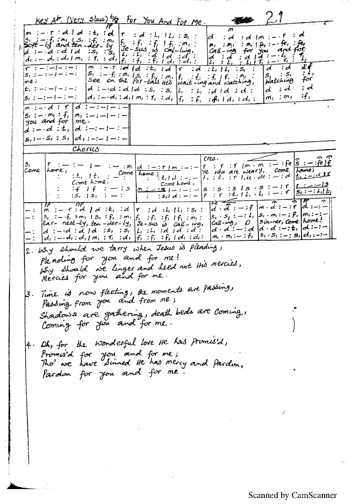 For You And For Me - Download Choir Script PDF