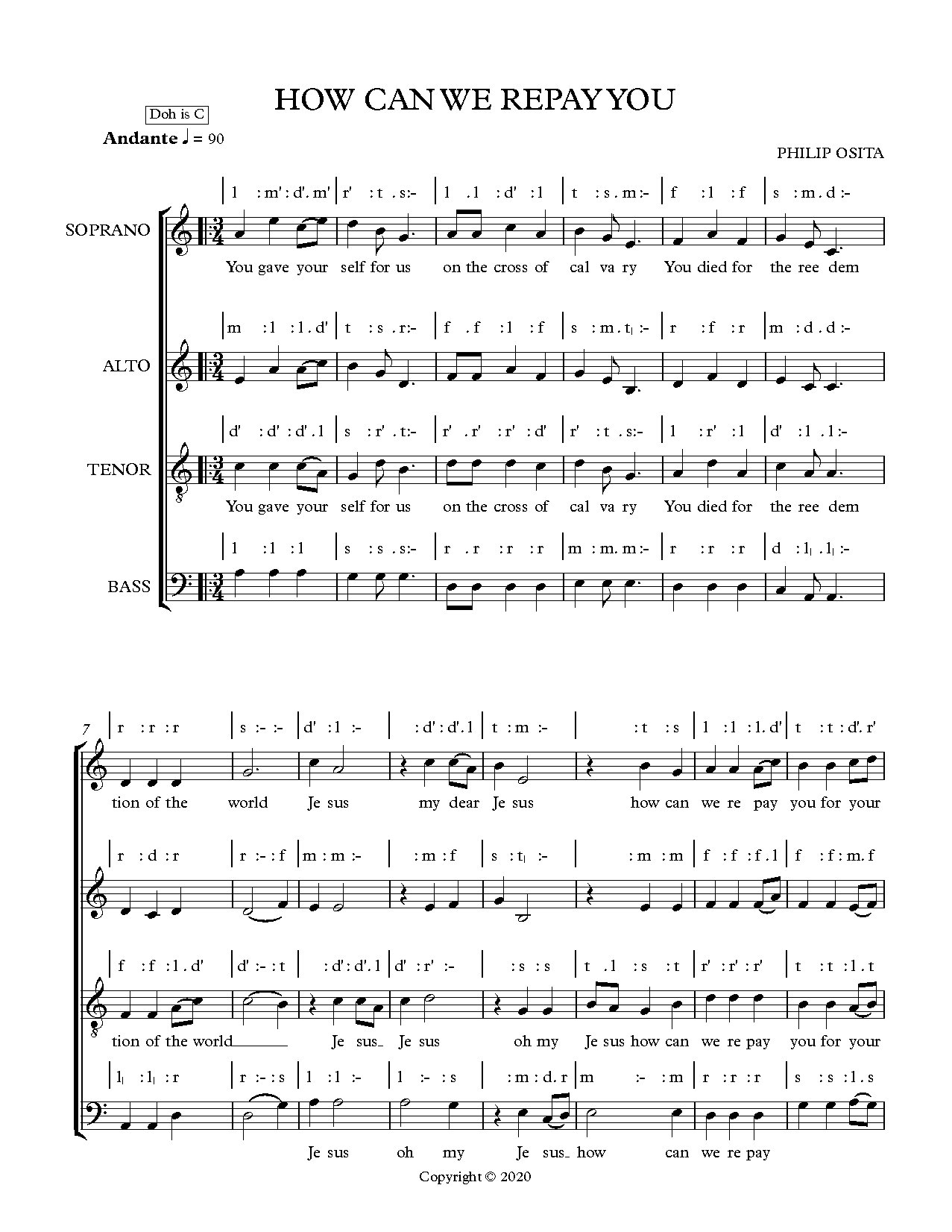 How Can We Repay You - Full Score - Download Choir Script PDF