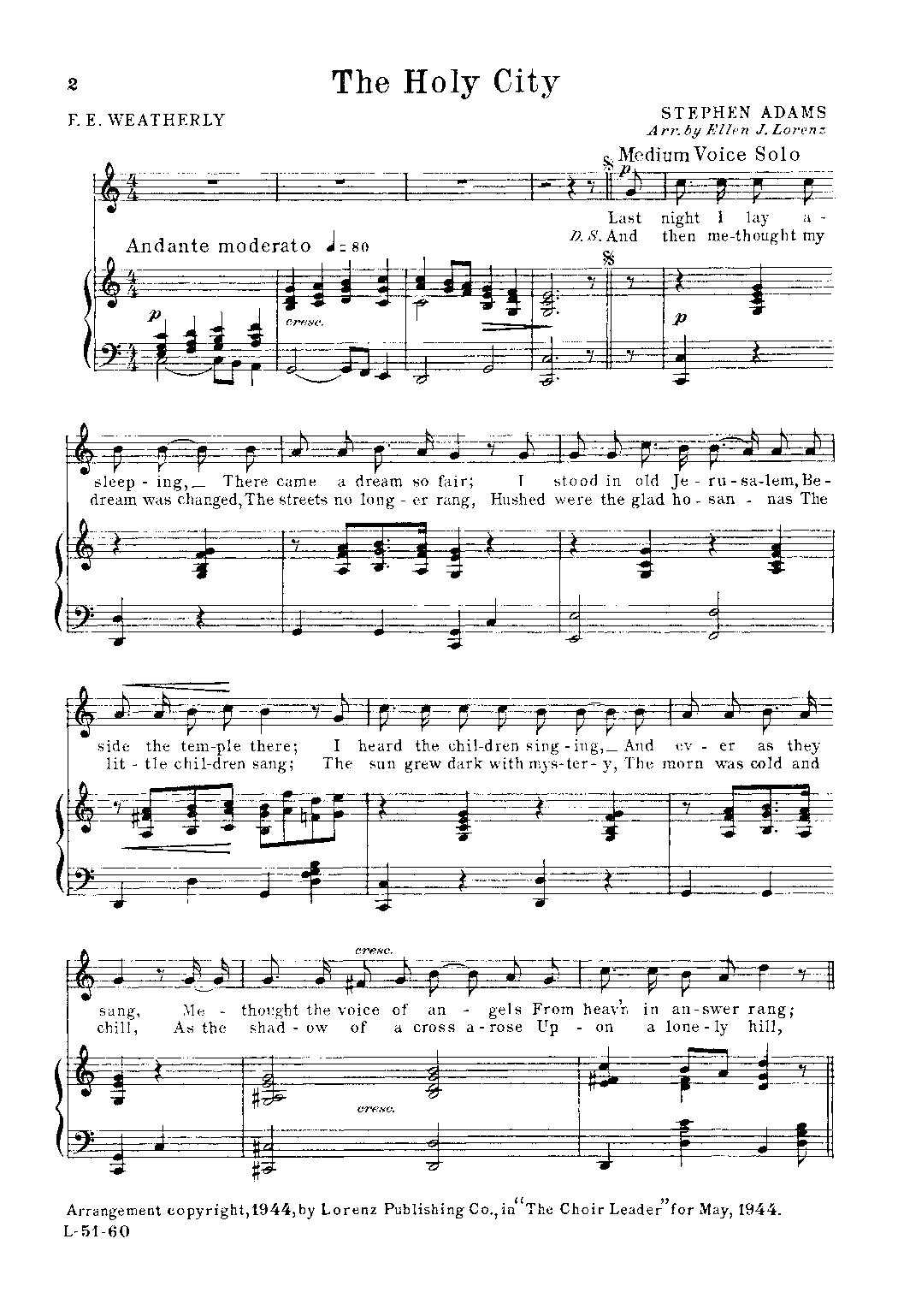 Holy City Solo And Chorale - Download Choir Script PDF