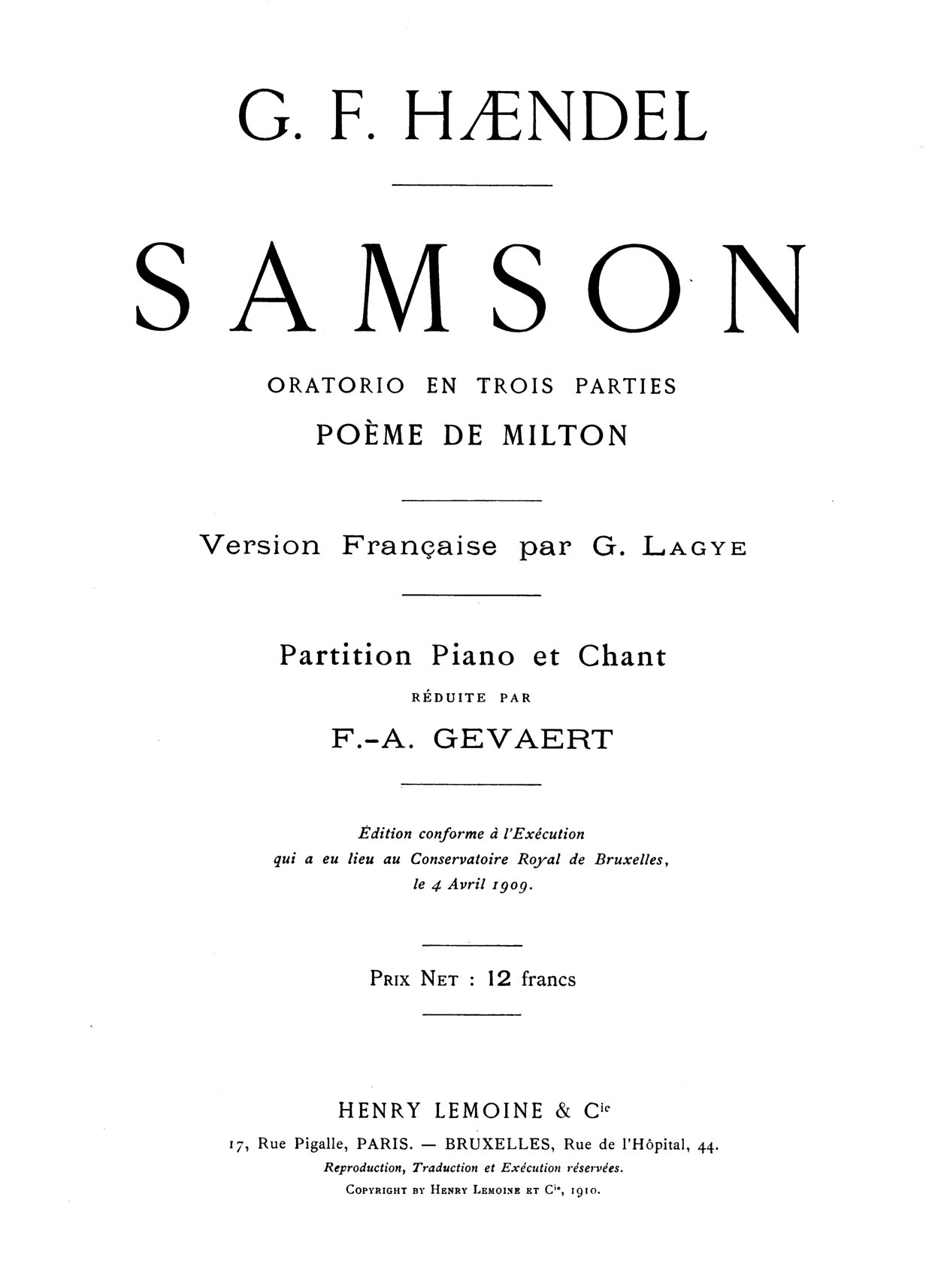 Handel - Samson (lemoine) - Download Choir Script PDF