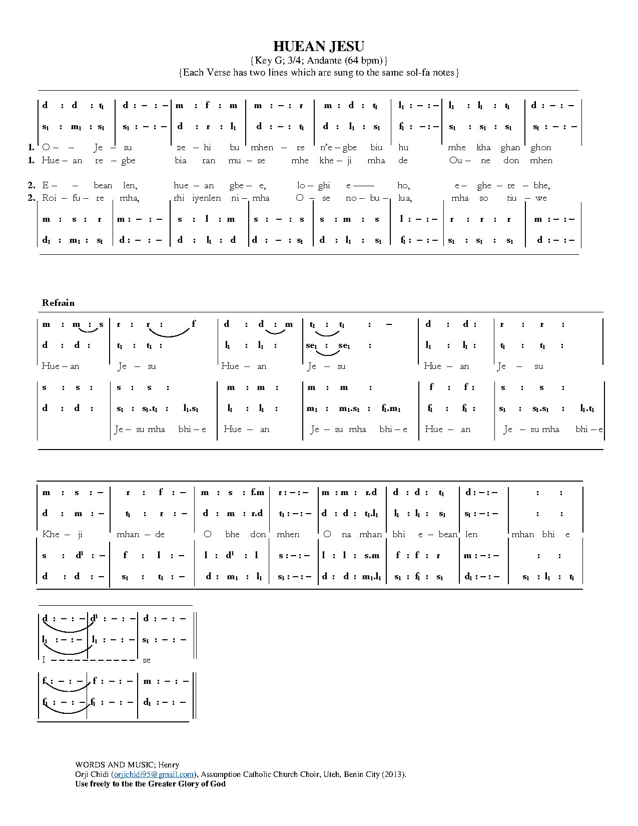 Huean-jesu - Download Choir Script PDF