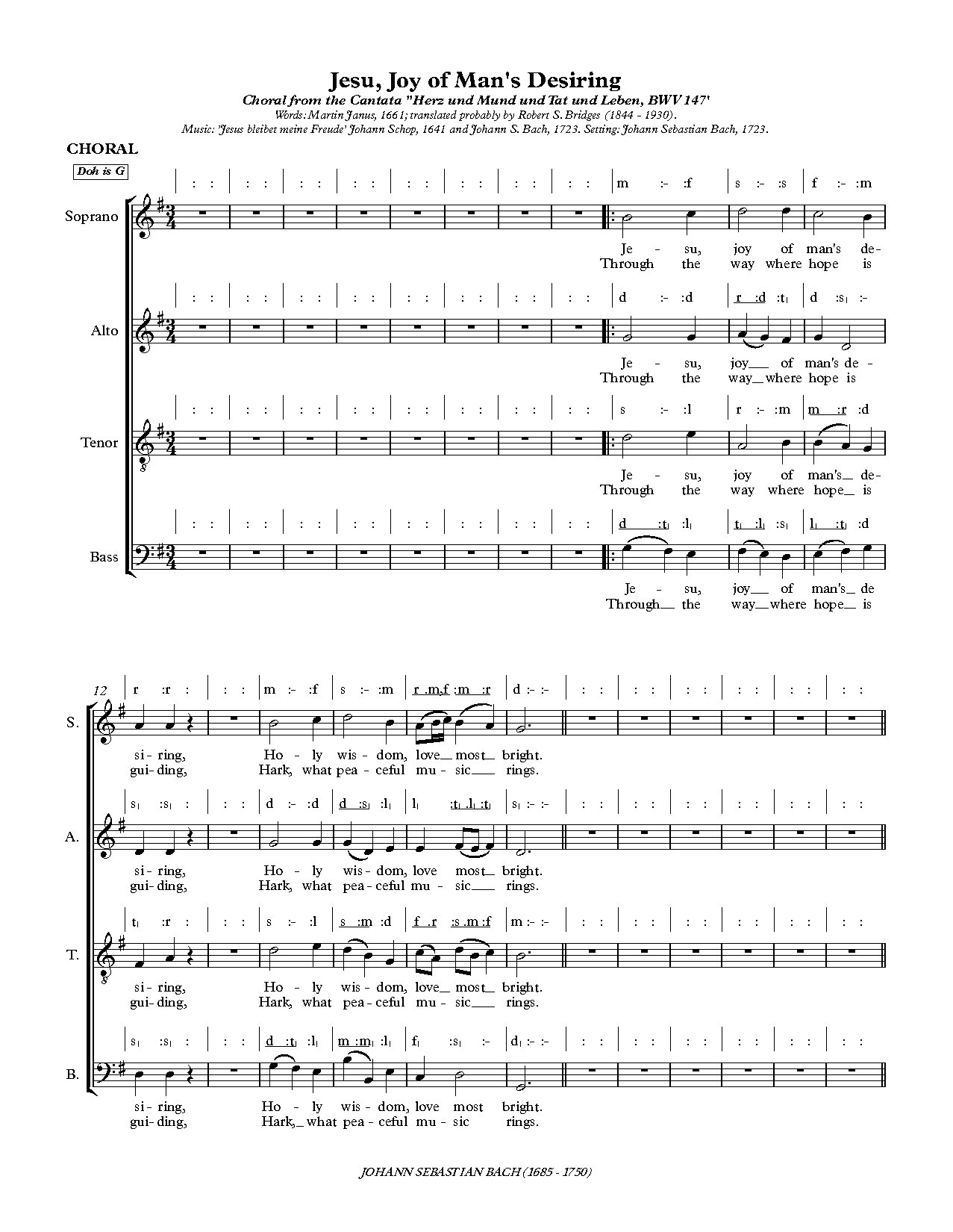 Jesu, Joy Of Man S Desiring - Download Choir Script PDF