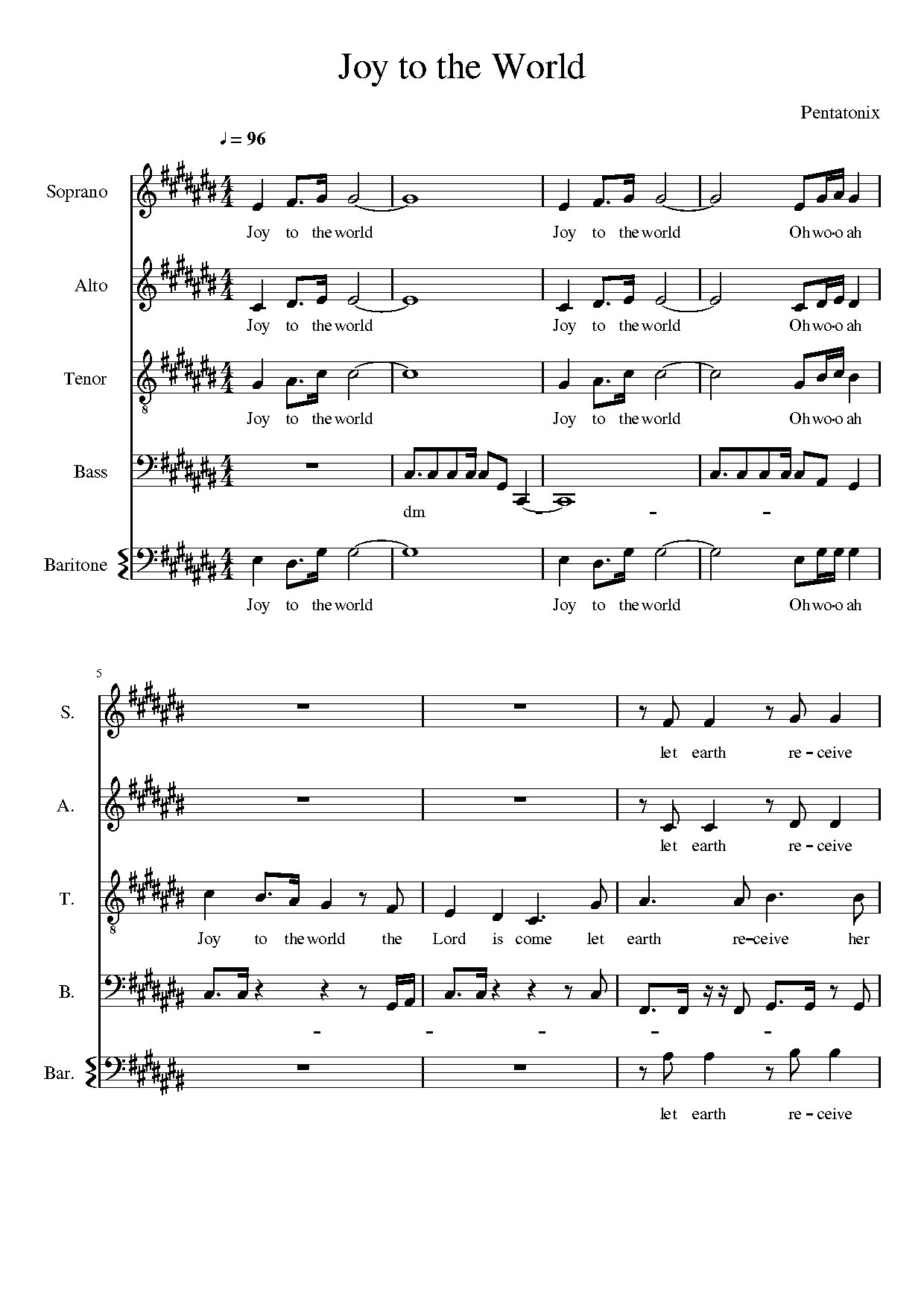 Joy To The World - Pentatonix - Download Choir Script PDF