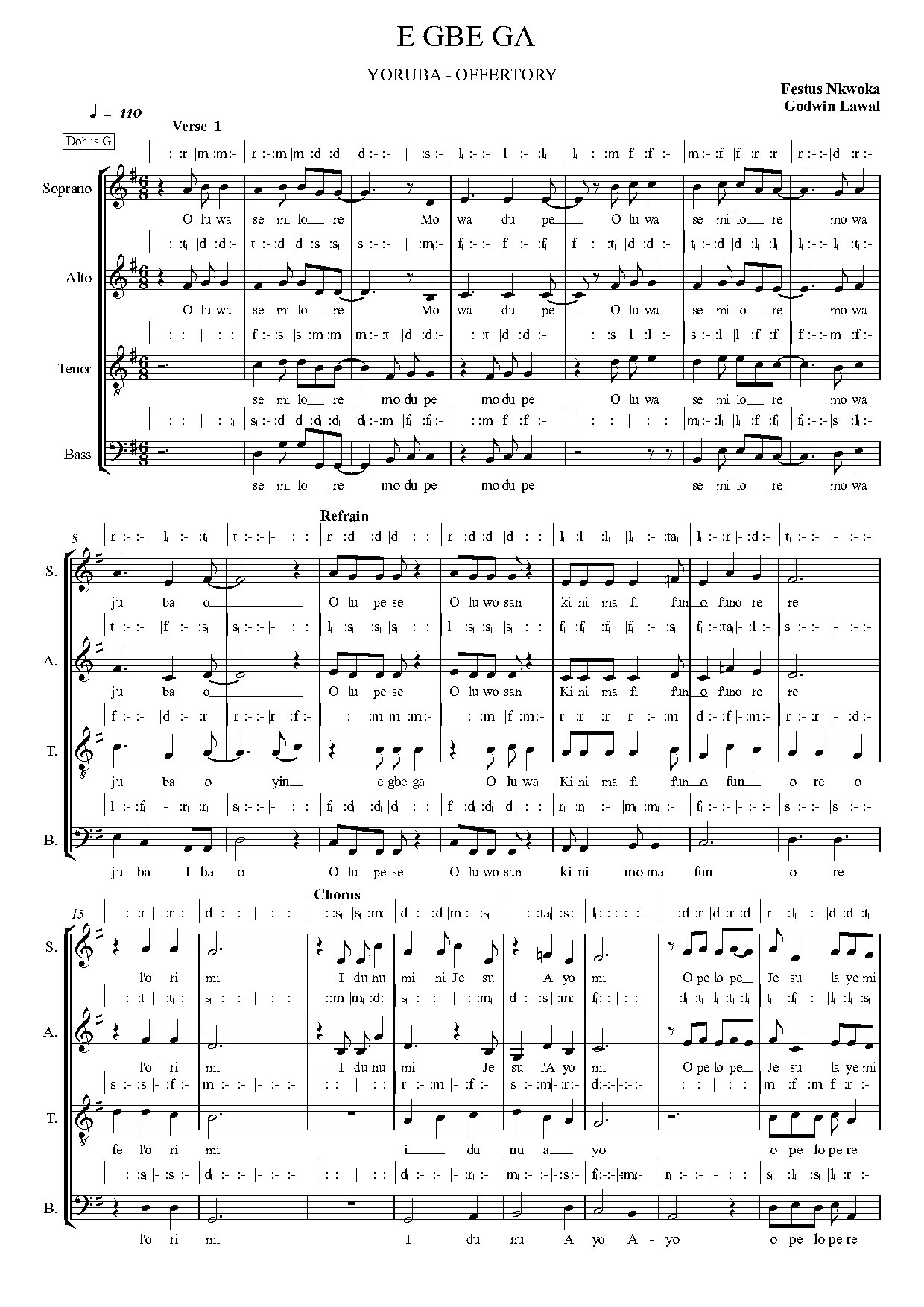 E Gbe Ga - Download Choir Script PDF