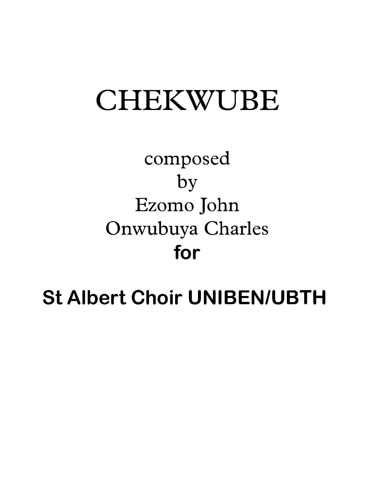 Chekwube-score - Download Choir Script PDF