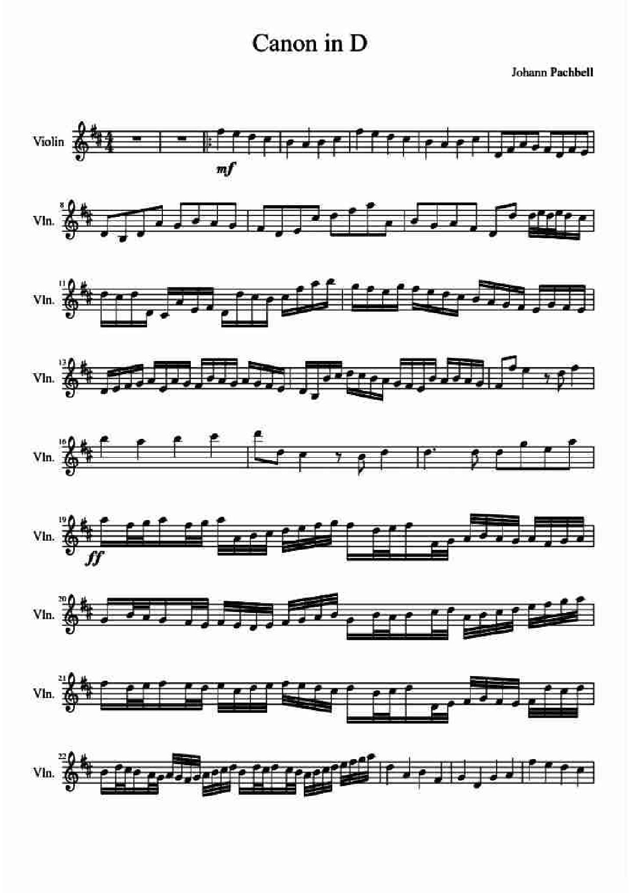 Canon In D - Download Choir Script PDF