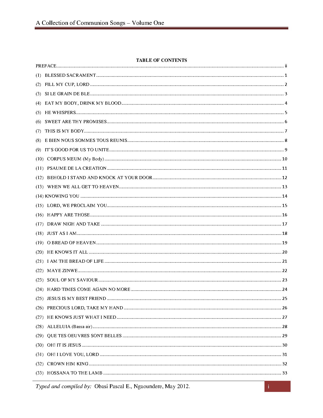 Communion Vol 1 - Download Choir Script PDF