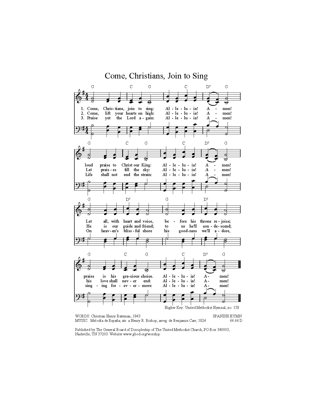 Come Christians Join To Sing - Download Choir Script PDF