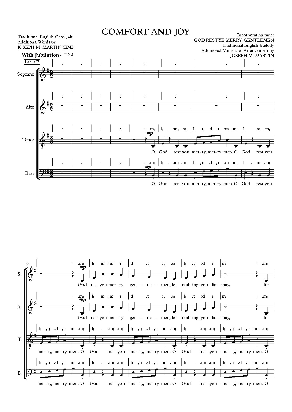Comfort And Joy - J Martin - Full Score - Download Choir Script PDF