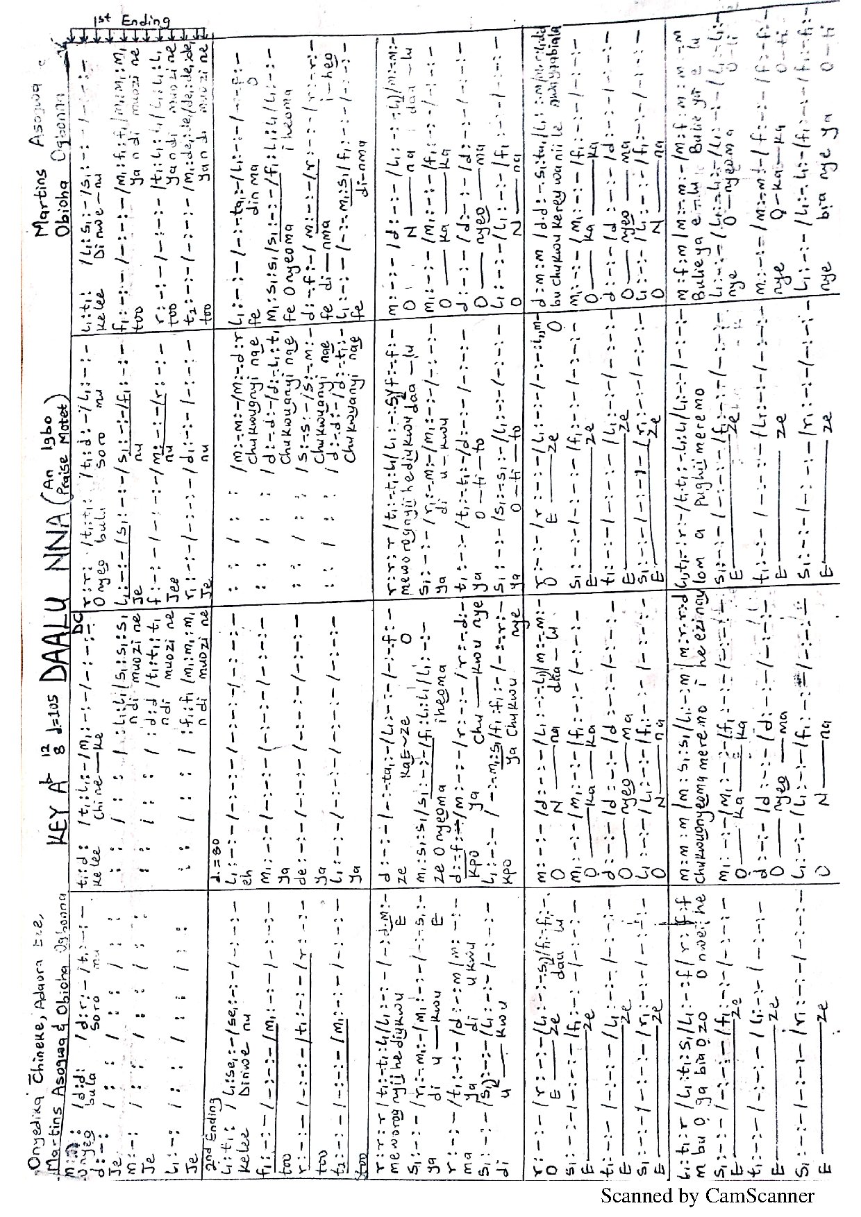 Daalu Nna - Download Choir Script PDF