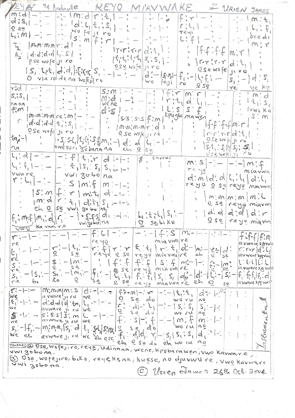 Reyo Mi Avware - Download Choir Script PDF