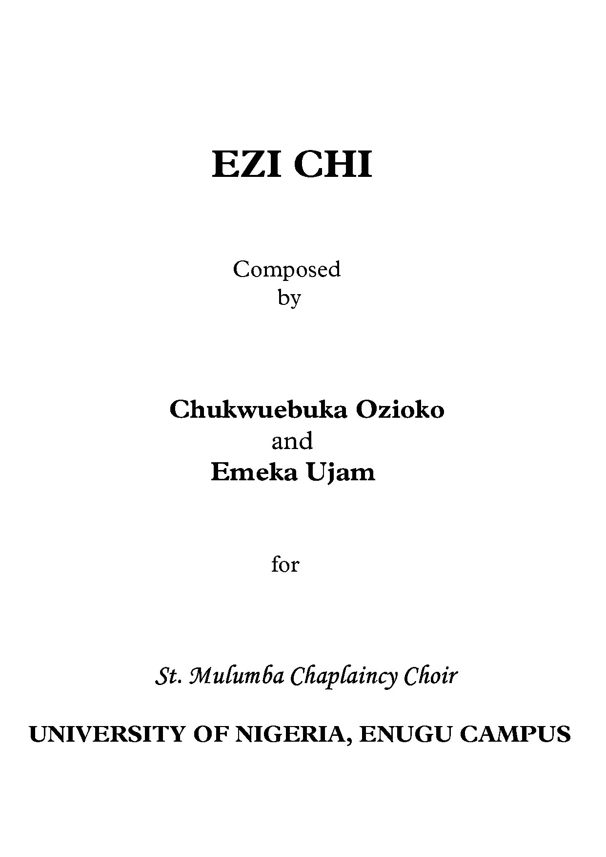 Ezi Chi For Sec - Full Score - Download Choir Script PDF