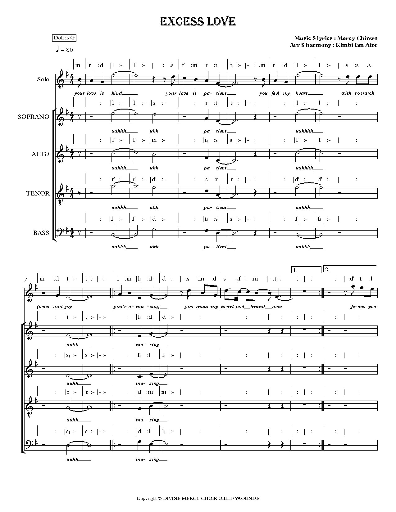 Excess Ndolo - Download Choir Script PDF