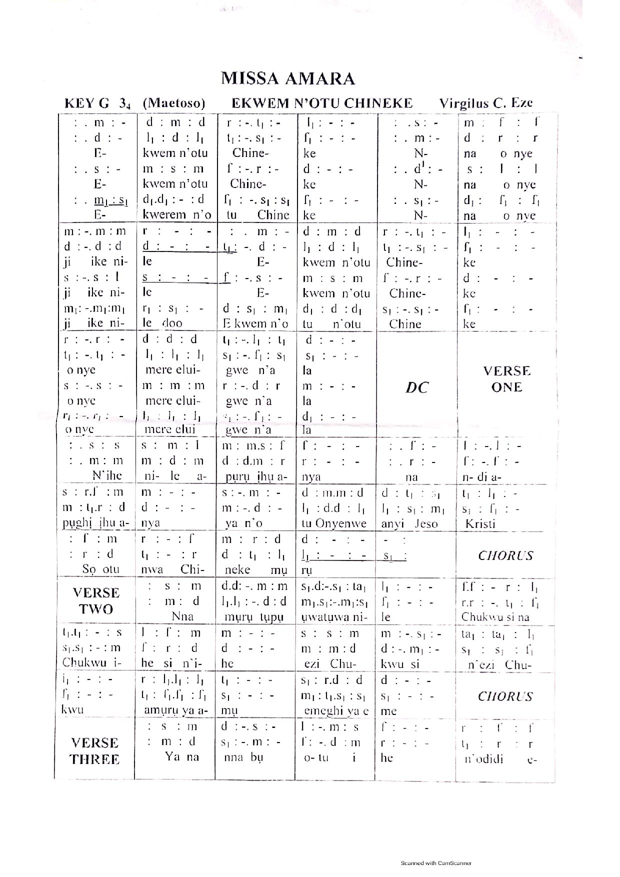 Ekwem N Otu Chineke By Virgilus Eze - Download Choir Script PDF