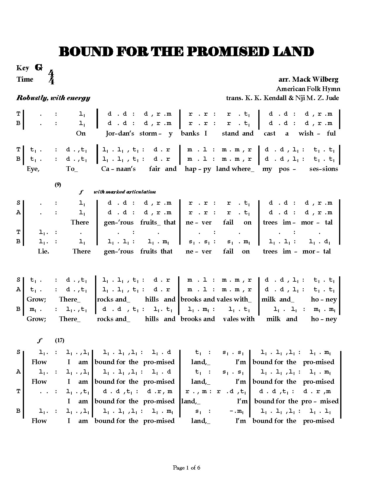 Bound For The Promised Land - Download Choir Script PDF
